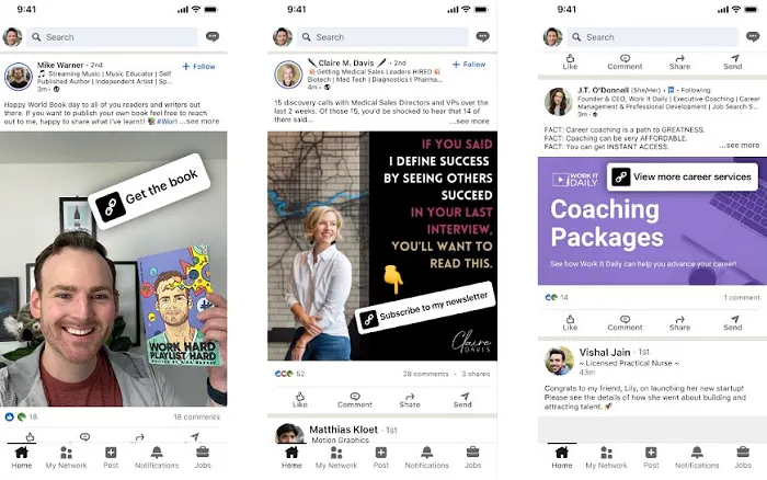 LinkedIn link sticker