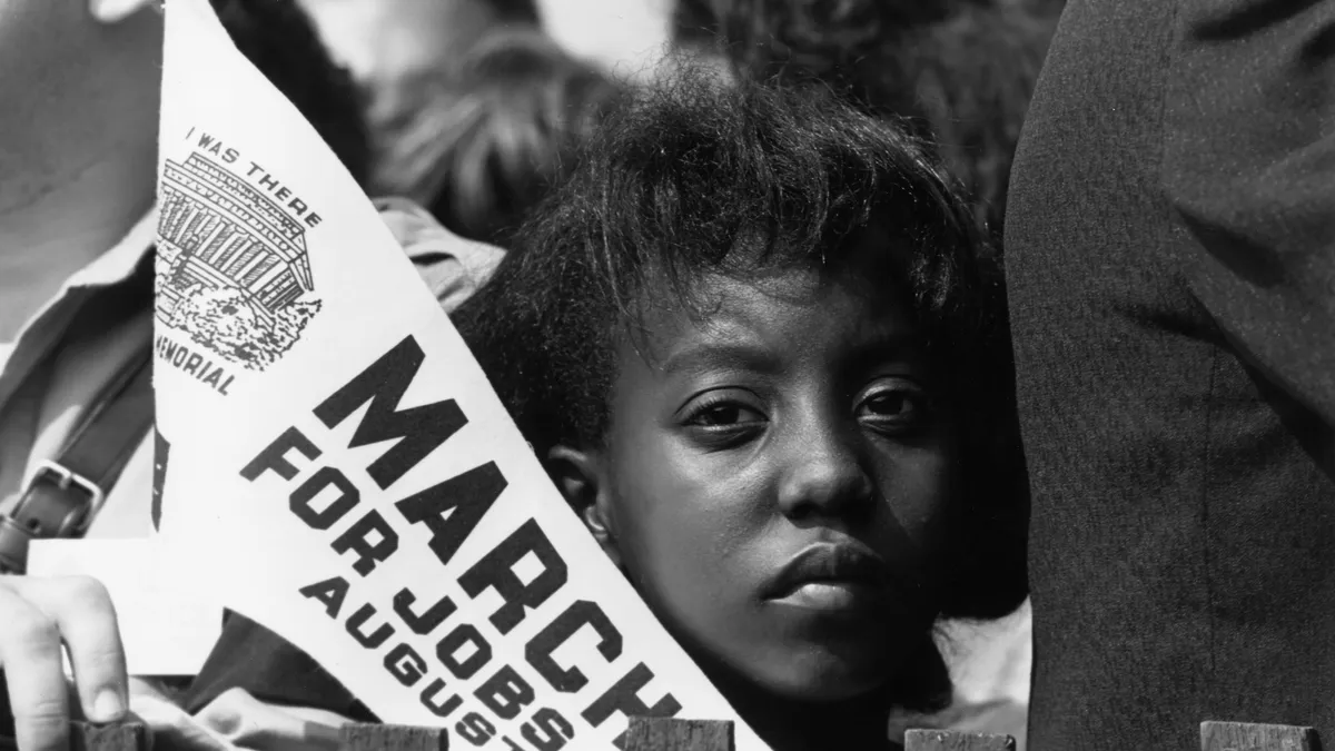 A young Black girl during the March for Jobs and Freedom to the Lincoln Memorial