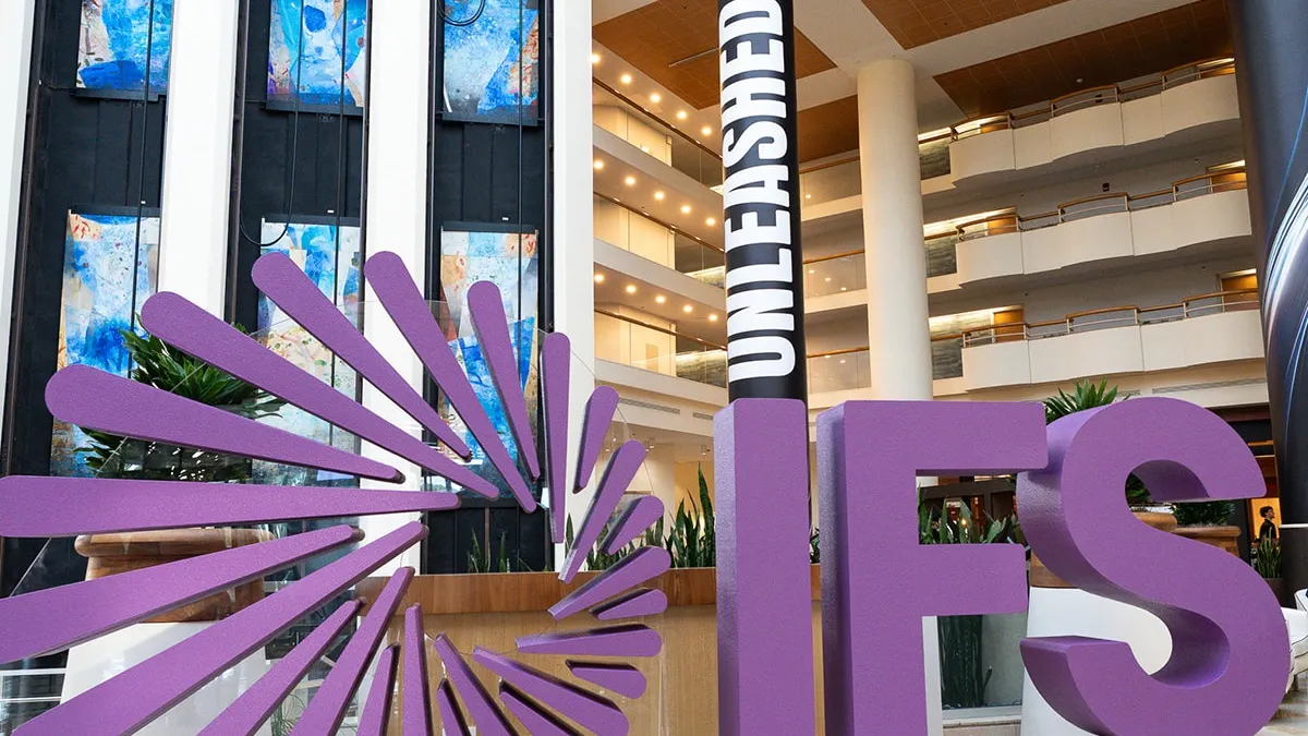 A installation bearing the logo of software company IFS is pictured.