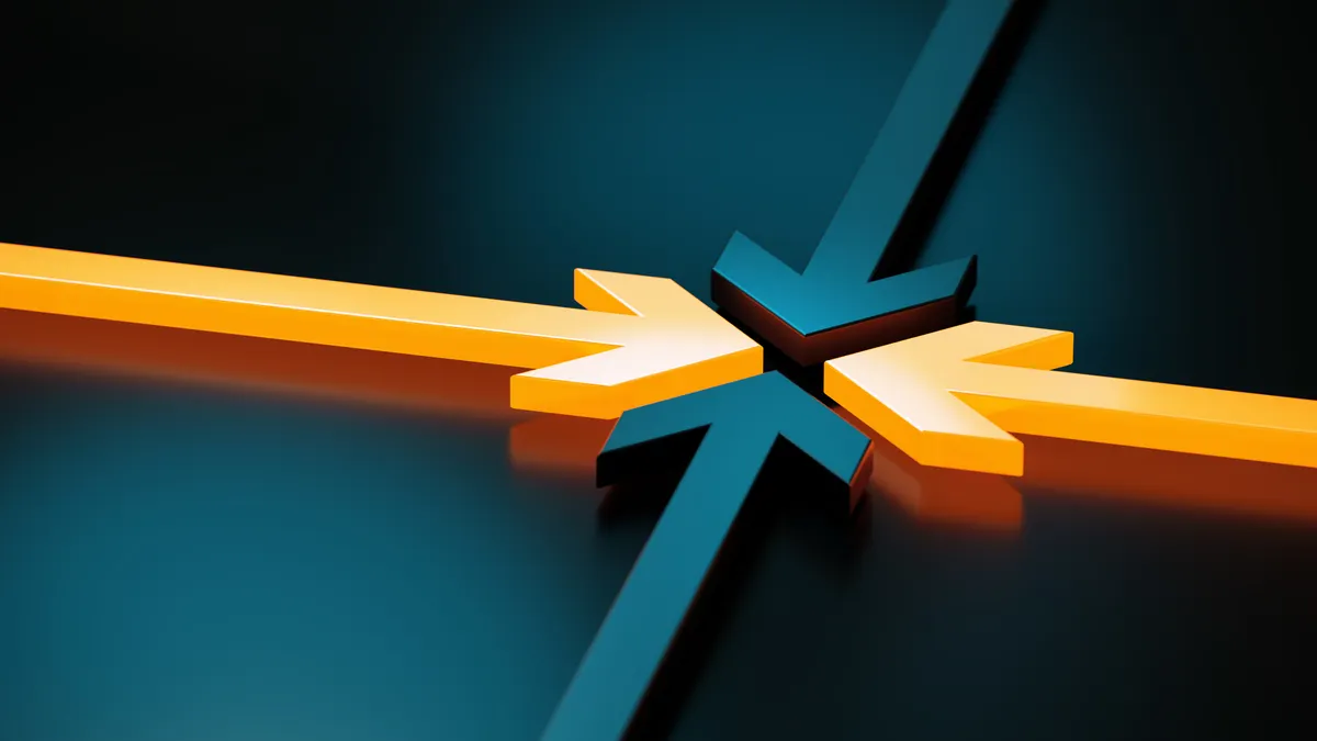 four arrows touching at a central point