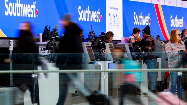 Customers check in for Southwest flights with their bags.