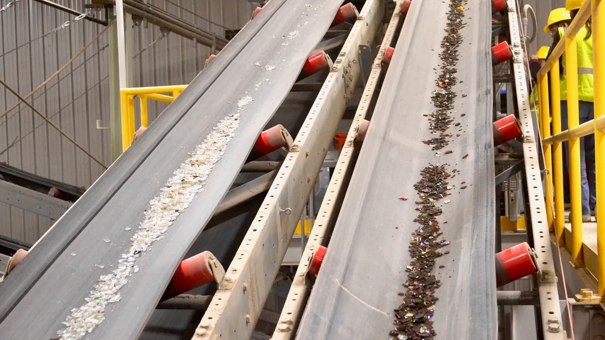 Glass conveyor belts at Rumpke Waste & Recycling facility