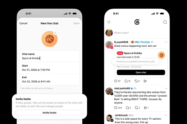 Threads live chat updates