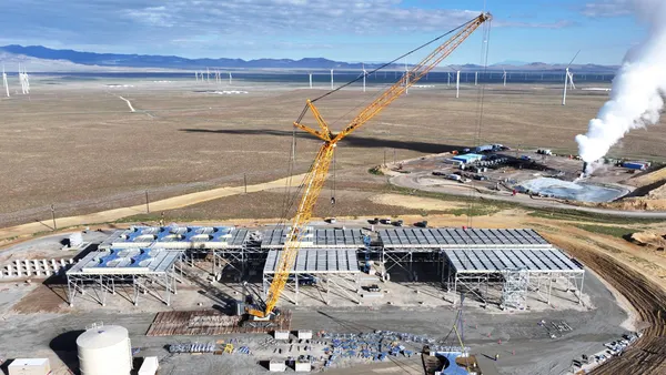 A photo from above showing construction of Fervo Energy's Cape Station geothermal project in Beaver County, Utah.