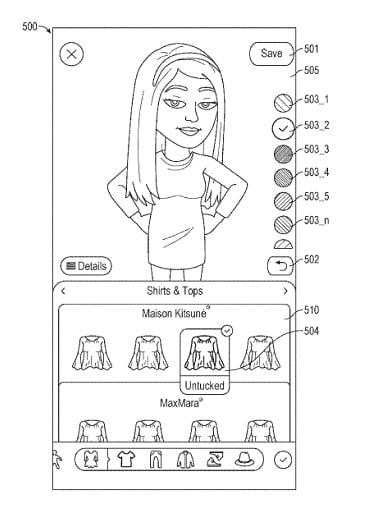 Snapchat Bitmoji fashion patent image