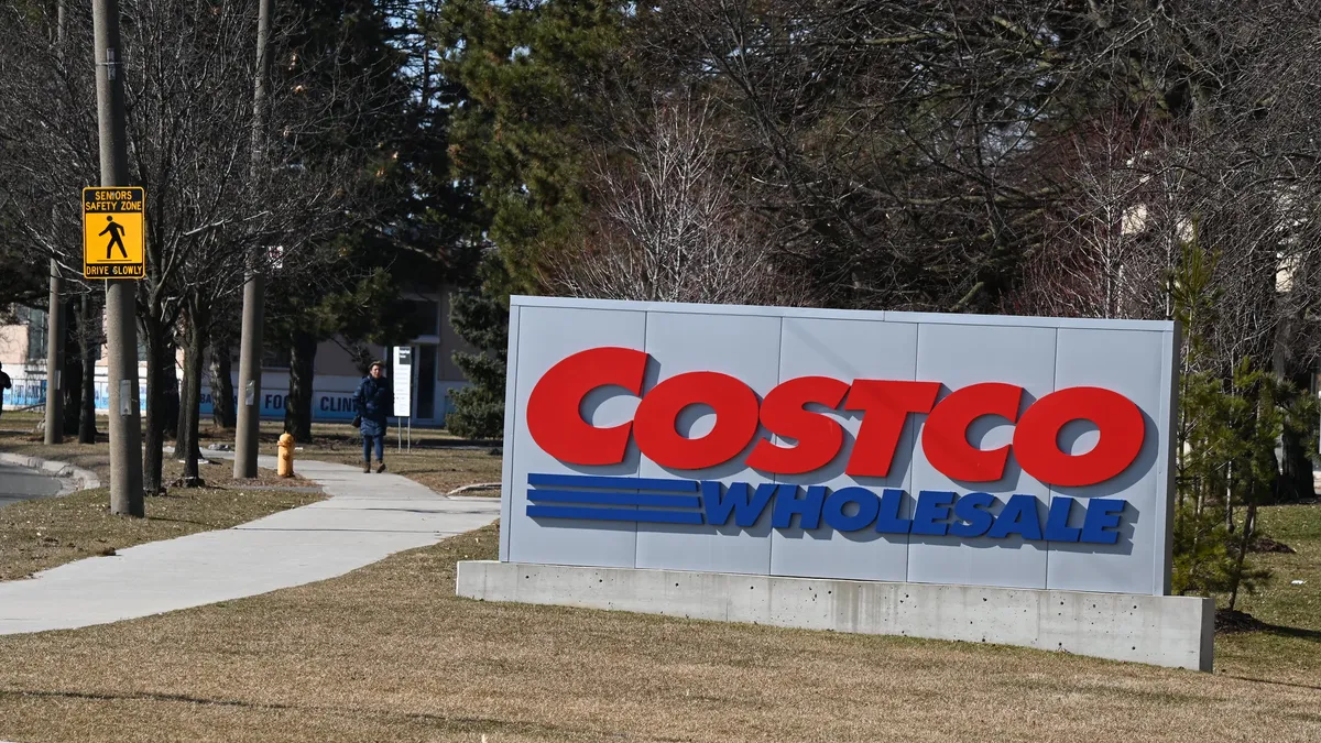 Costco sign in Toronto, Canada on March 15, 2020.