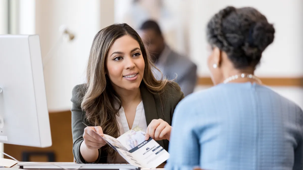 Smiling bank worker