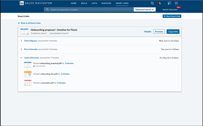 LinkedIn Sales Navigator Smart Links