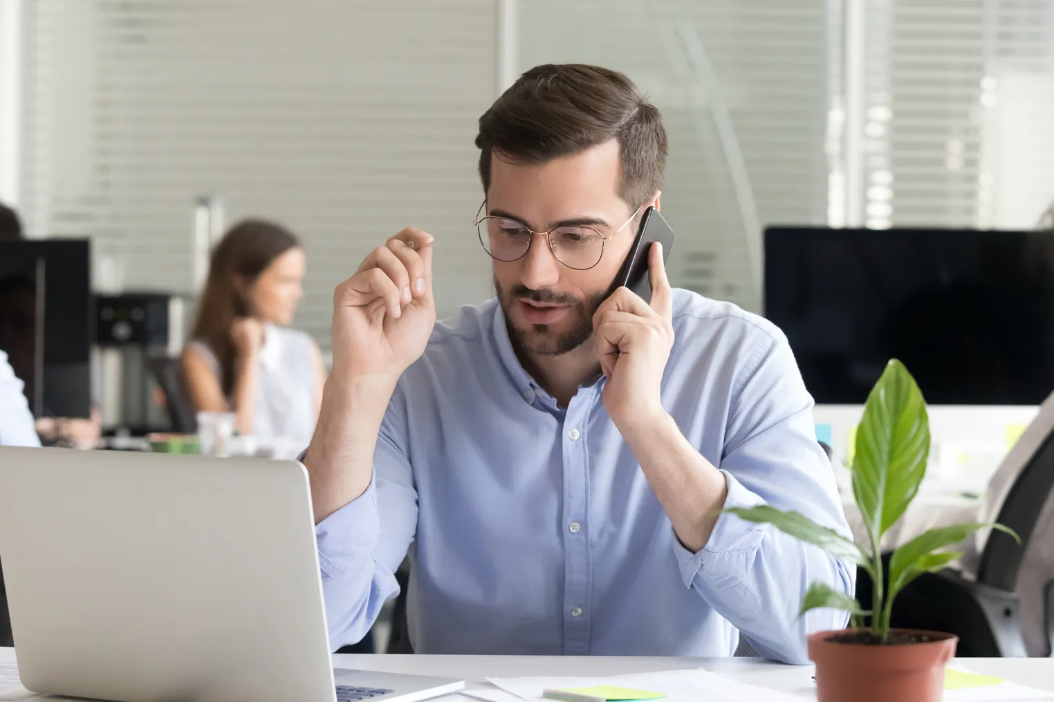 A person calls customer service on their cell phone