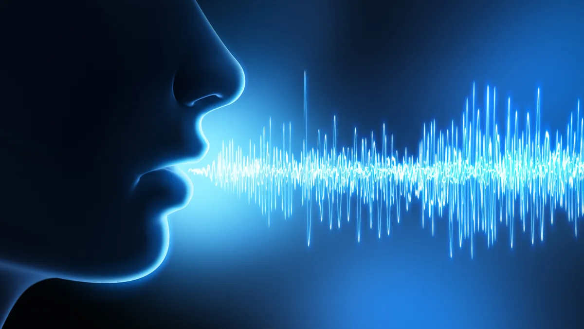 Stock illustration of digital face with sound waves