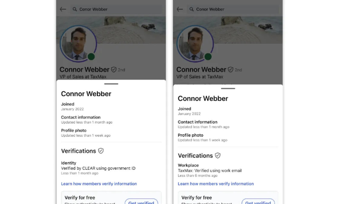 LinkedIn profile verification