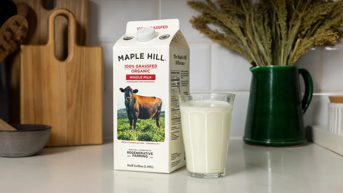Maple Hill Creamery milk on a table
