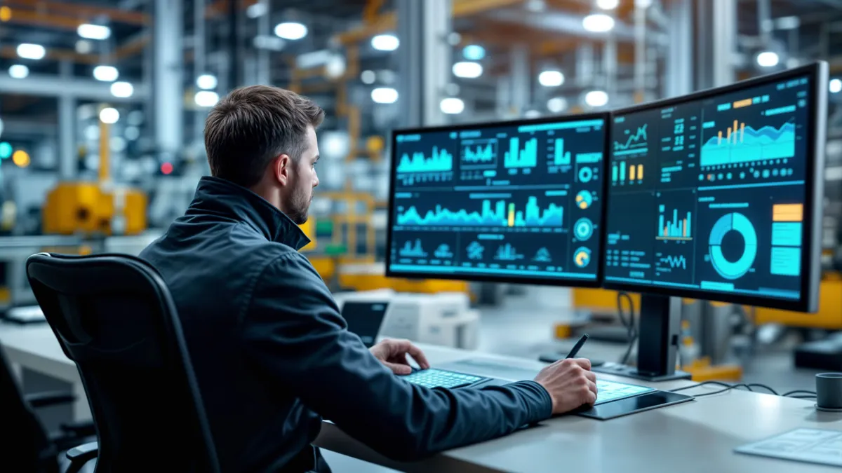 control room monitoring industrial production with real-time data analytics