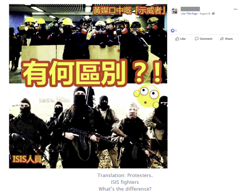 Facebook Hong Kong protests example