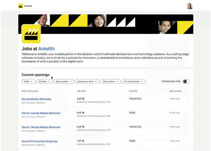 LinkedIn internal opportunities tracking