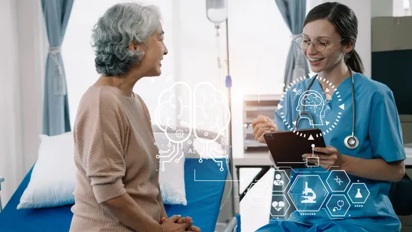 Concerned senior old patient, patient talks with healthcare professional.