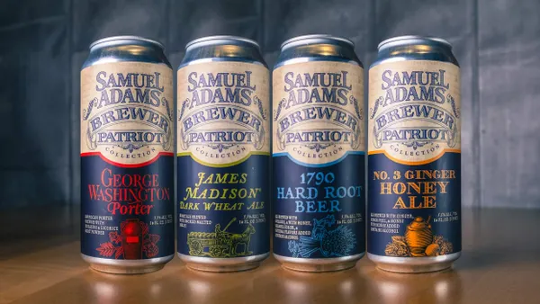Four cans of Samuel Adams' special release beer are pictured next to each other.