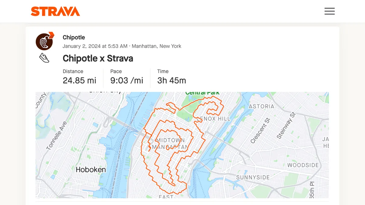 Chipotle logo recreated in Strava app