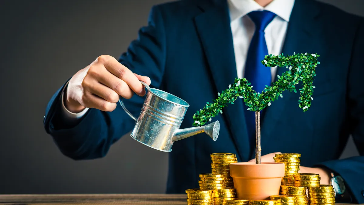 Businessmen with plants