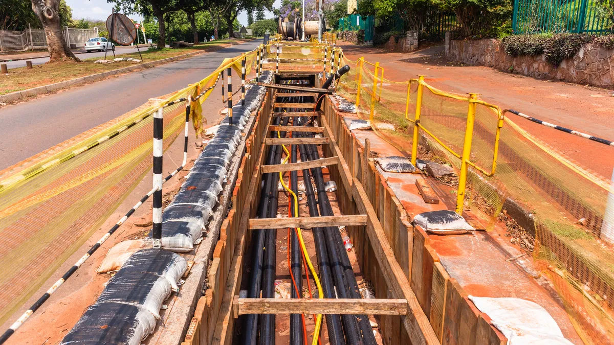 An underground electrical line undergoing utility work.