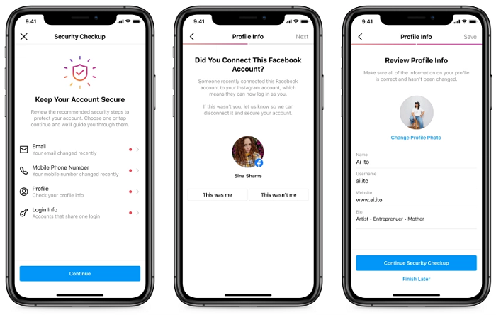 Instagram Security check-up