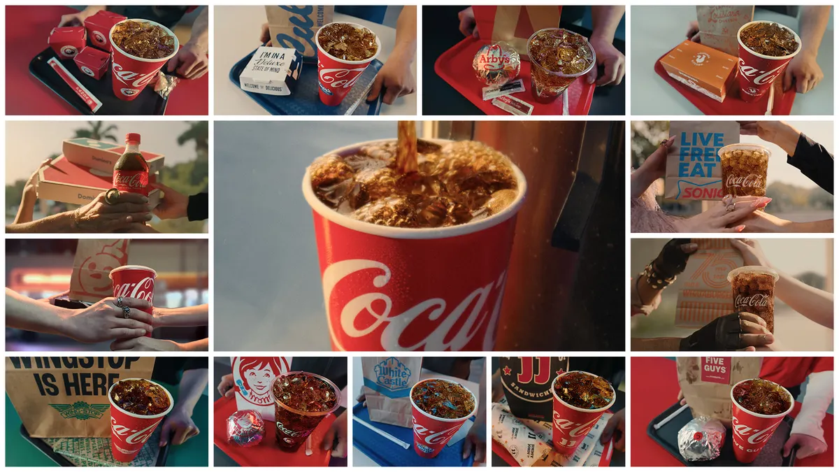 A collage of Coke pairings at QSR chains