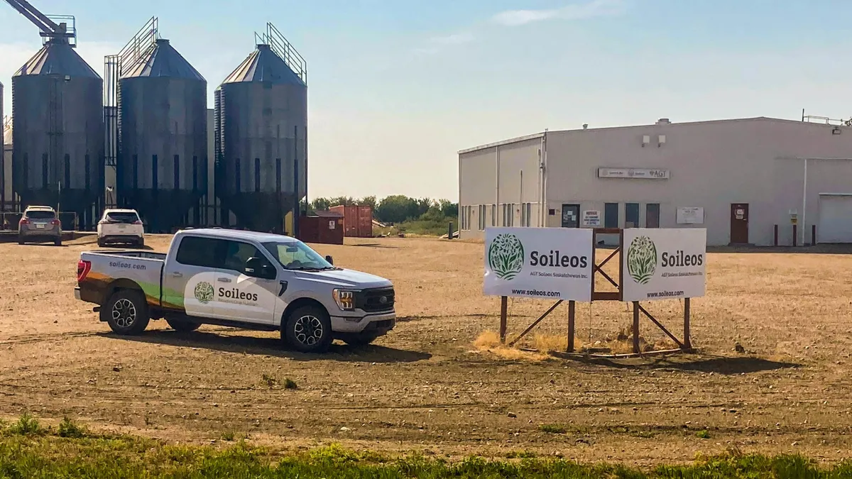 A truck is seen outside a Lucent Bio soileos production facility