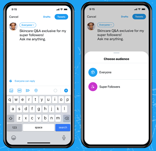 Twitter Super Follows creation flow