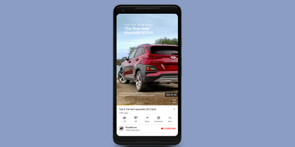 An example of a YouTube vertical video ad