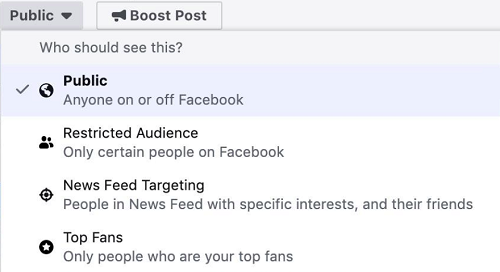 Facebook post targeting example
