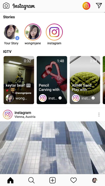 IGTV previews in the main Instagram feed