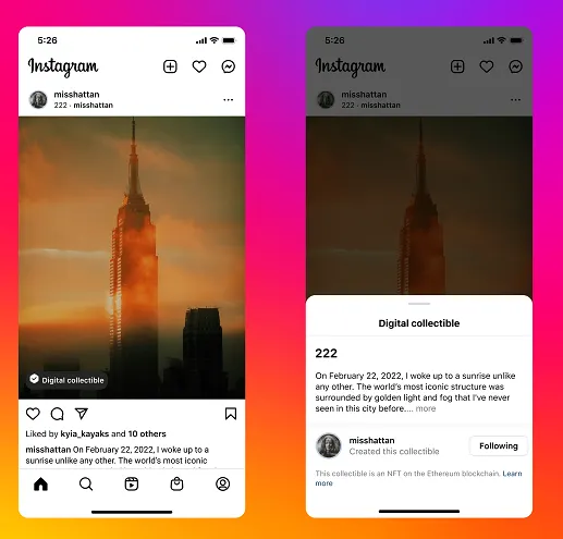Instagram NFT display