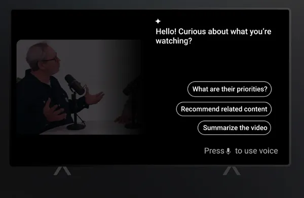 YouTube conversational AI on TV