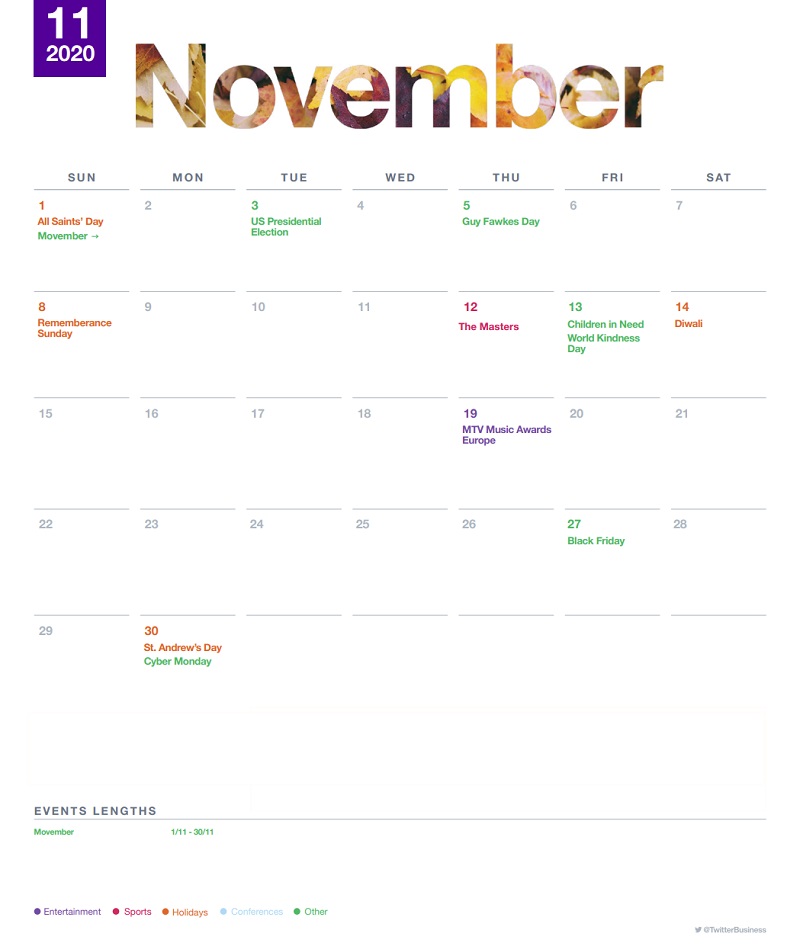 Twitter events calendar - November 2020