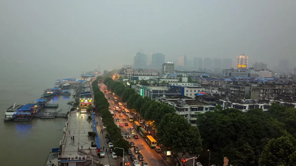 This is a landscape shot of wuhan, china. Used in a story about coronavirus.