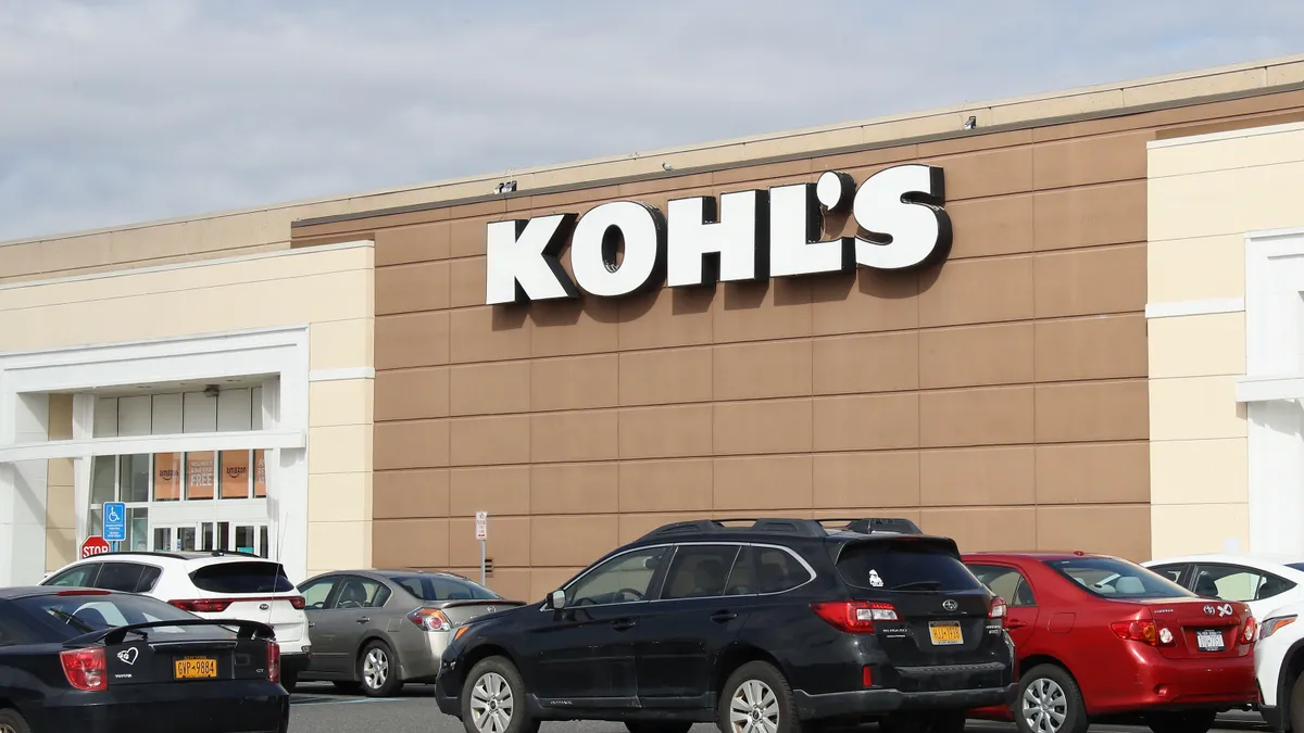 A shot of a Kohl's parking lot and outdoor signage