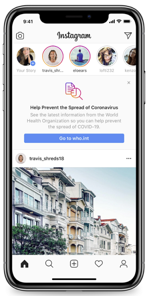 Instagram COVID-19 info panel
