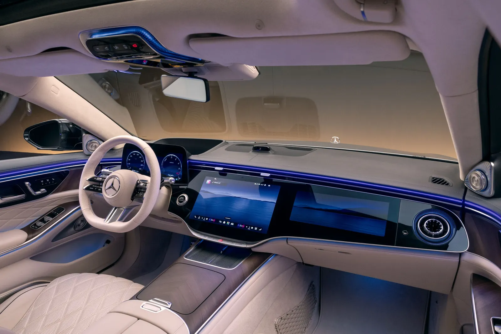 An interior look at the Mercedes-Benz S-Class.
