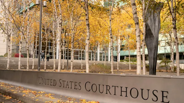 Entrance of the U.S. District Court in Seattle, Washington.
