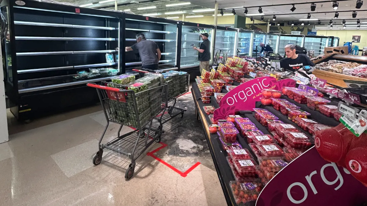 Produce wall being filled