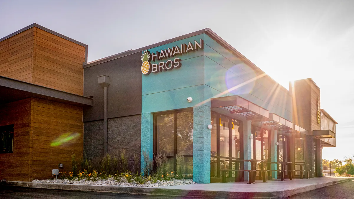 An image of a building with Hawaiian Bros branding