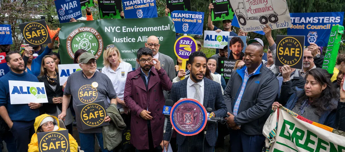 New York Council Member Antonio Reynoso at rally before passage of Intro. 1574-A