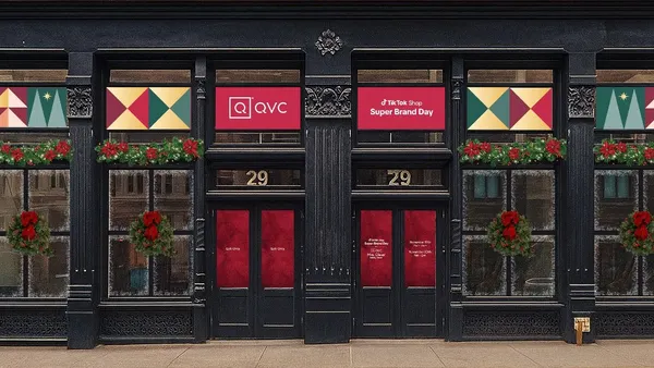 A rendering of the exterior of QVC's holiday pop-up in New York City