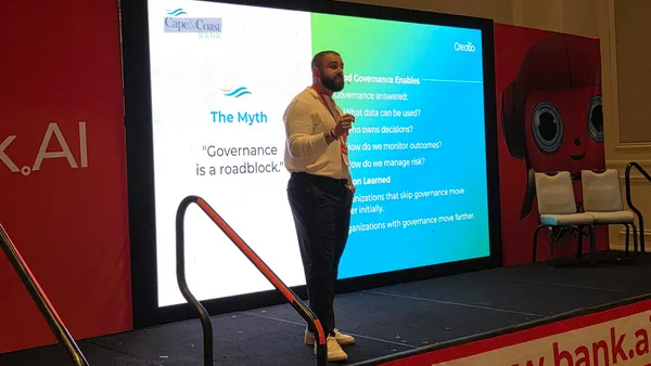 an executive speaks during a conference