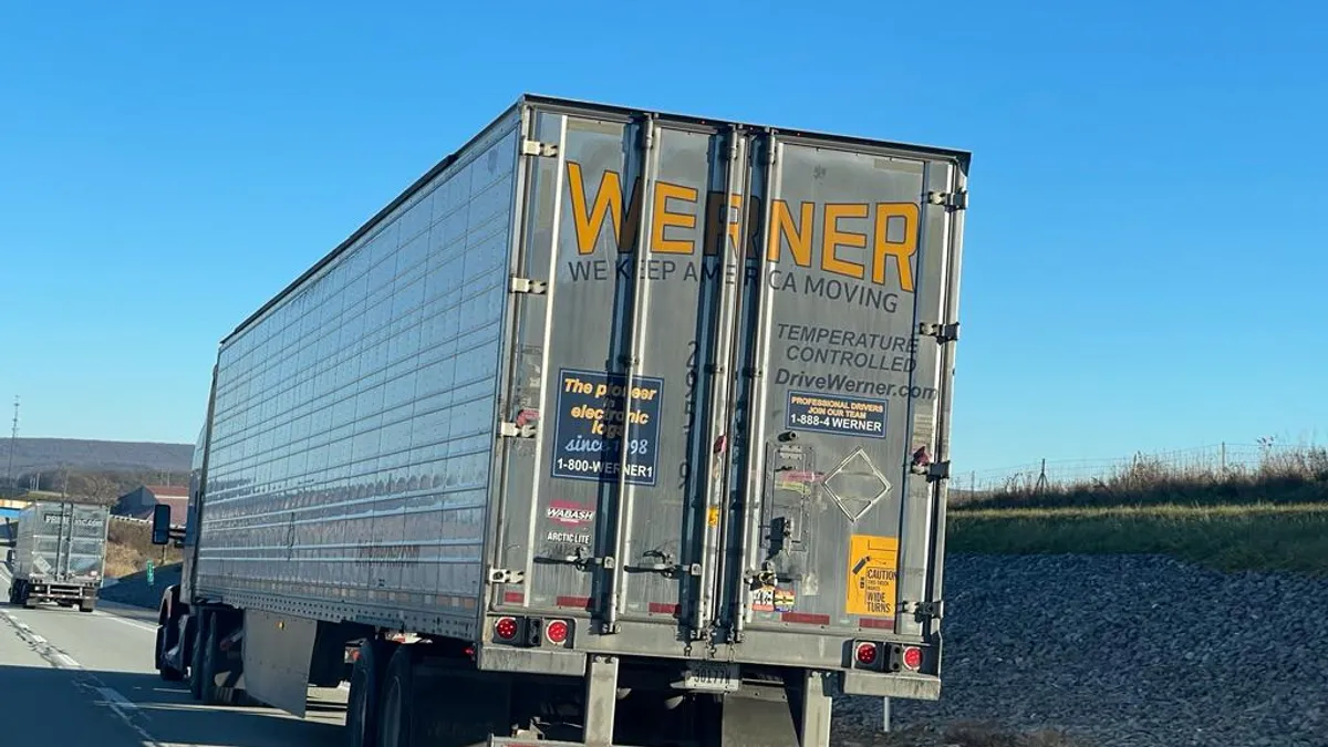 A Werner tractor-trailer on the interstate