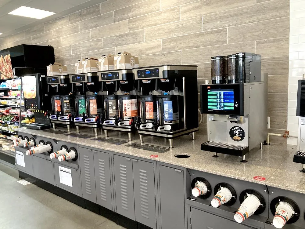 A photo of the upgraded coffee service in a 7-Eleven in Laurel, MD.