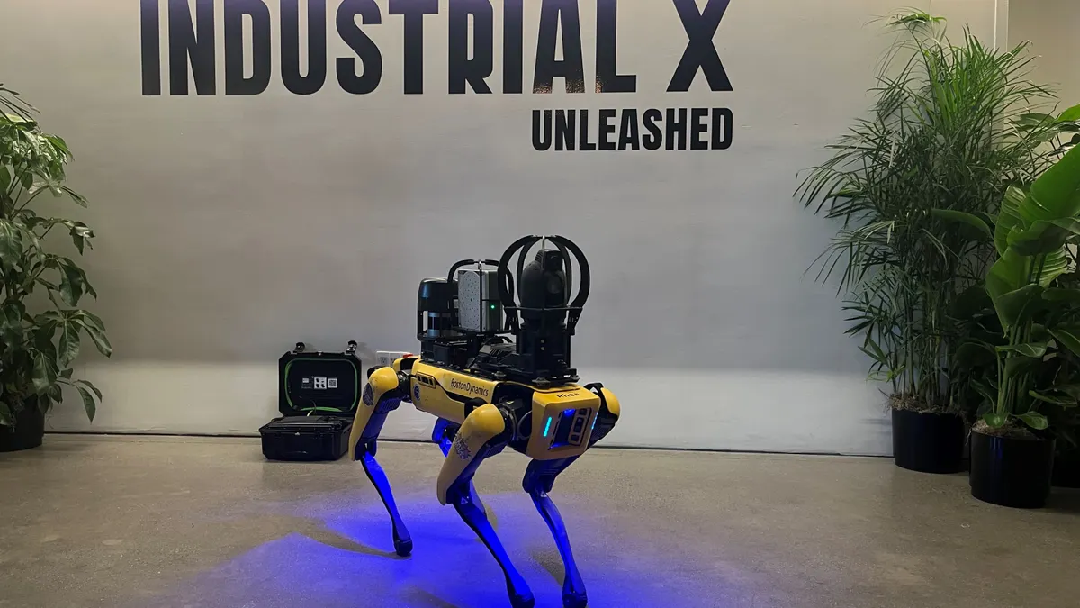 Boston Dynamics' Spot robot is on display at IFS' Industrial X Unleashed event in New York City on Nov. 13, 2025.