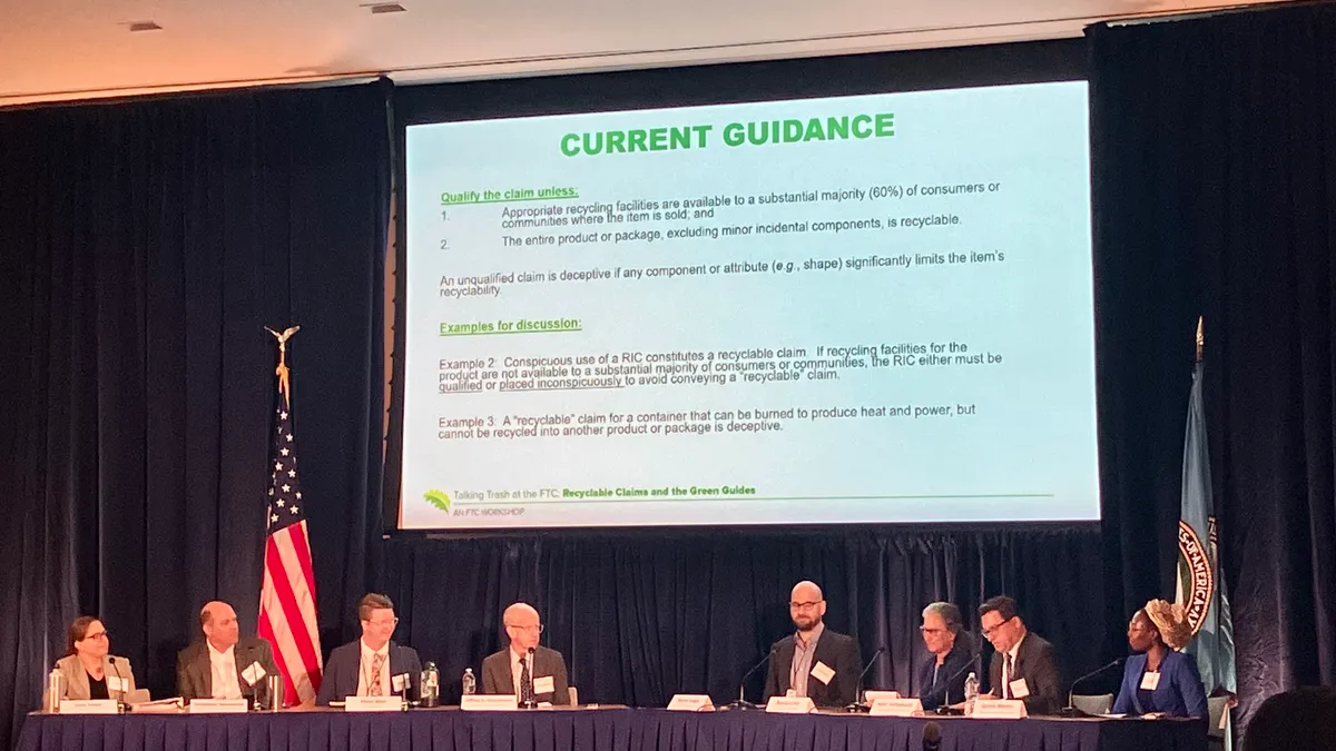 A panel of experts at the 'Talking Trash at the FTC: Recyclable Claims and the Green Guides' workshop in Washington, D.C., on May 23, 2023.