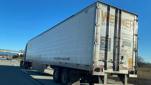 A Werner tractor-trailer in Pennsylvania in November 2023.