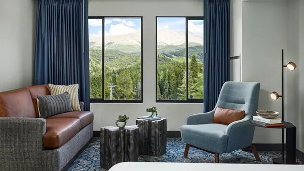 A suite with a view of the mountains.